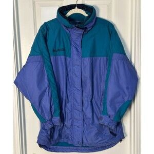 Vtg 90s Columbia Jacket Womens L F8 SL 5035 Colorblock Teal Purple Retro Ski‎
